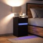 Mesita de noche con luces LED madera de ingeniería negra en Mesitas de noche | Comprar online en Foro24