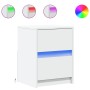 Mesitas de noche con luces LED 2 uds madera ingeniería blanca en Mesitas de noche | Comprar online en Foro24