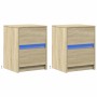 Mesitas de noche luces LED 2 uds madera ingeniería roble Sonoma