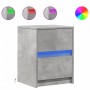 Mesita de noche luces LED 2 uds madera ingeniería gris hormigón