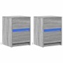 Mesitas de noche luces LED 2 uds madera ingeniería gris Sonoma