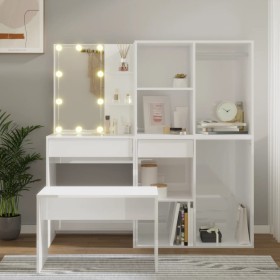 Glossy White Plywood LED Vanity Set by vidaXL, Bedroom furniture sets - Ref: Foro24-3114103, Price: 234,90 €, Discount: %