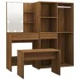Juego de tocador con LED madera contrachapada roble marrón de vidaXL, Conjuntos de muebles para dormitorios - Ref: Foro24-311...