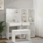 Juego de tocador con LED madera contrachapada blanco brillante de vidaXL, Conjuntos de muebles para dormitorios - Ref: Foro24...