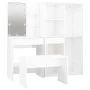 Juego de tocador con LED madera contrachapada blanco brillante de vidaXL, Conjuntos de muebles para dormitorios - Ref: Foro24...