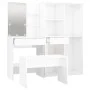 Juego de tocador con LED madera contrachapada blanco brillante de vidaXL, Conjuntos de muebles para dormitorios - Ref: Foro24...
