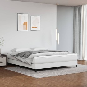 Estructura de cama de cuero sintético blanco 160x200 cm