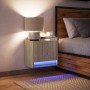 Mesita de noche de pared con luces LED roble Sonoma en Mesitas de noche | Comprar online en Foro24