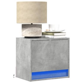 Mesitas de noche de pared con luces LED 2 uds gris hormigón Mesitas de noche de pared con luces LED 2 uds gris hormigón