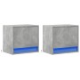 Mesitas de noche de pared con luces LED 2 uds gris hormigón