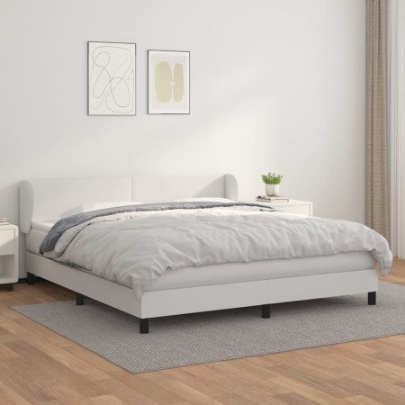 Cama box spring con colchón cuero sintético blanco 160x200 cm de vidaXL, Camas y somieres - Ref: Foro24-3127200, Precio: 521,...