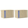 Mesitas de noche de pared con luces LED 2 unidades roble Sonoma