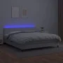 Box spring bed with mattress and LED white synthetic leather 160x200 cm by vidaXL, Beds and slatted bases - Ref: Foro24-31341...