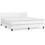 Box spring bed with white synthetic leather mattress 160x200 cm by vidaXL, Beds and slatted bases - Ref: Foro24-3141012, Pric...
