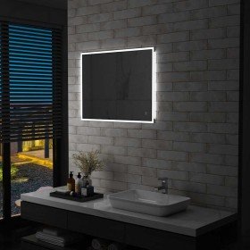 Espejo de pared de baño con LED y sensor táctil 80x60 cm