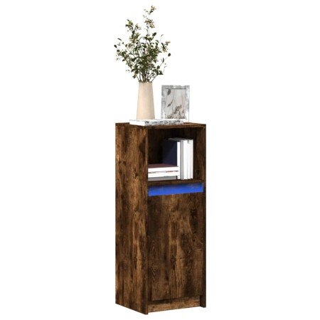 Aparador con LED madera ingeniería roble ahumado 38x34x100 cm en Aparadores | Comprar online en Foro24