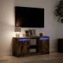 Mueble de TV LED madera ingeniería roble ahumado 100x34x50 cm