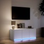 Mueble de TV con LED madera de ingeniería blanco 97x34x40 cm