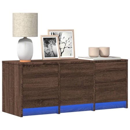 Mueble de TV LED madera ingeniería marrón roble 97x34x40 cm