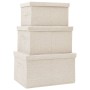 Set of stackable storage boxes 3 pcs cream fabric by vidaXL, Storage baskets - Ref: Foro24-332920, Price: 49,42 €, Discount: %