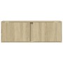 Mueble de TV de pared con luces LED roble Sonoma 100x31x35 cm