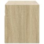 Mueble de TV de pared con luces LED roble Sonoma 100x31x35 cm