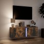 Mueble de TV de pared con luces LED roble ahumado 100x31x35 cm