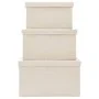 Set of stackable storage boxes 3 pcs cream fabric by vidaXL, Storage baskets - Ref: Foro24-332920, Price: 47,78 €, Discount: %