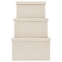 Set stapelbarer Aufbewahrungsboxen, 3 Stück, cremefarbener Stoff von vidaXL, Aufbewahrungskörbe - Ref: Foro24-332920, Preis: ...
