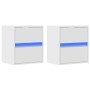 Muebles de TV de pared con luces LED 2 uds blanco 41x31x45 cm