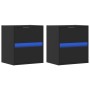 Muebles de TV de pared con luces LED 2 uds negro 41x31x45 cm