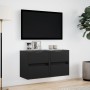 Muebles de TV de pared con luces LED 2 uds negro 41x31x45 cm