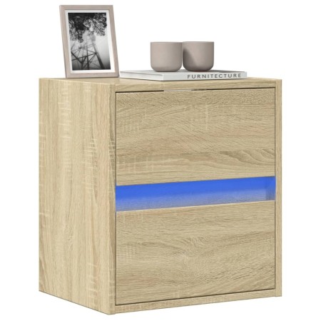 Mueble de TV de pared con luces LED roble Sonoma 41x31x45 cm