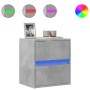 Mueble de TV de pared con luces LED gris hormigón 41x31x45 cm