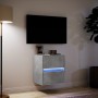 Mueble de TV de pared con luces LED gris hormigón 41x31x45 cm