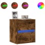 Mueble de TV de pared con luces LED roble ahumado 41x31x45 cm