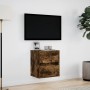 Mueble de TV de pared con luces LED roble ahumado 41x31x45 cm