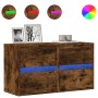 Muebles TV de pared luces LED 2 uds roble ahumado 41x31x45 cm