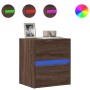 Mueble de TV de pared con luces LED marrón roble 41x31x45 cm