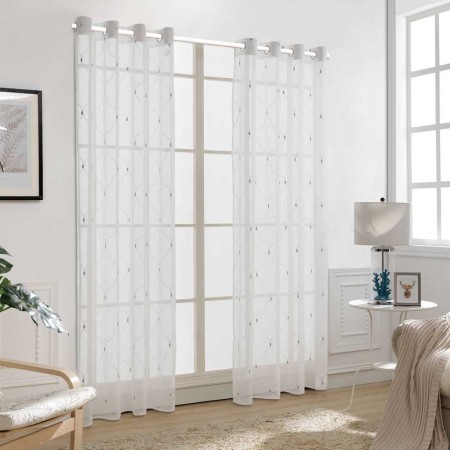 Cortinas 2 pcs Blanco 140 x 245 cm Poliéster