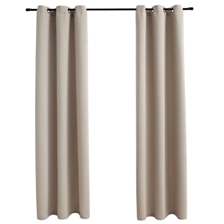 Cortinas opacas con anillas (2 unidades), color beige, 97 x 160