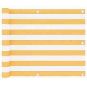 Toldo para balcón tela oxford blanco y amarillo 75x400 cm