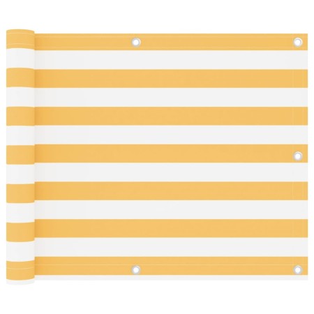 Toldo para balcón tela oxford blanco y amarillo 75x400 cm