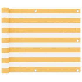 Toldo para balcón tela oxford blanco y amarillo 75x600 cm en Sombrillas | Comprar online en Foro24