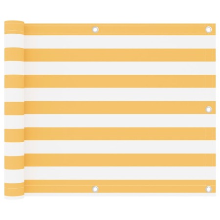 Toldo para balcón tela oxford blanco y amarillo 75x600 cm en Sombrillas | Comprar online en Foro24