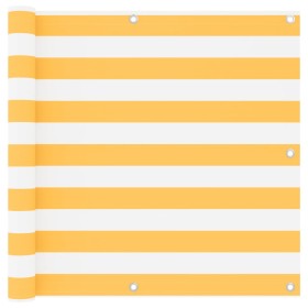 Toldo para balcón tela oxford blanco y amarillo 90x400 cm en Sombrillas | Comprar online en Foro24