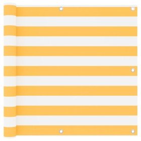 Toldo para balcón tela oxford blanco y amarillo 90x600 cm en Sombrillas | Comprar online en Foro24