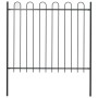 Valla de jardín con aro superior de acero 181x150 cm negra