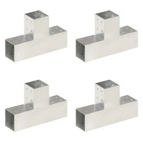 Conectores de postes en T 4 uds metal galvanizado 81x81 mm