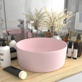 Lavabo de lujo redondo cerámica rosa mate 40x15 cm en Lavabos | Comprar online en Foro24